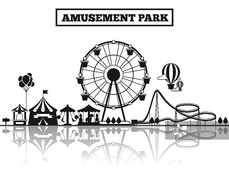 游乐园剪影banner设计图片素材