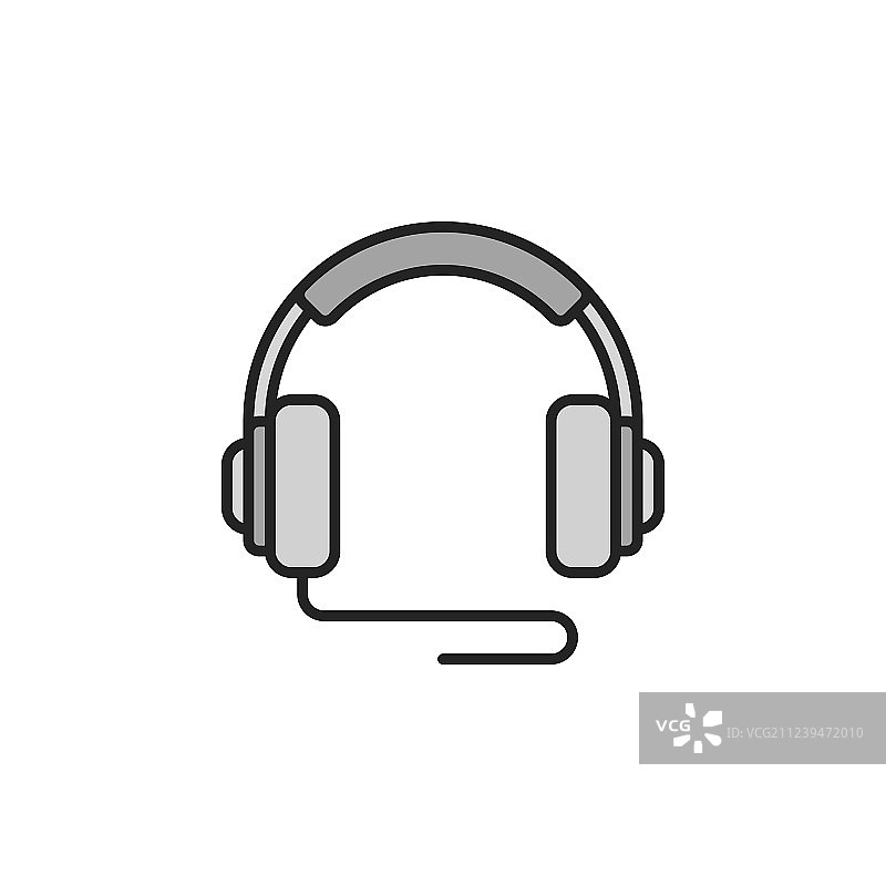 头戴式有线耳机图标或符号图片素材