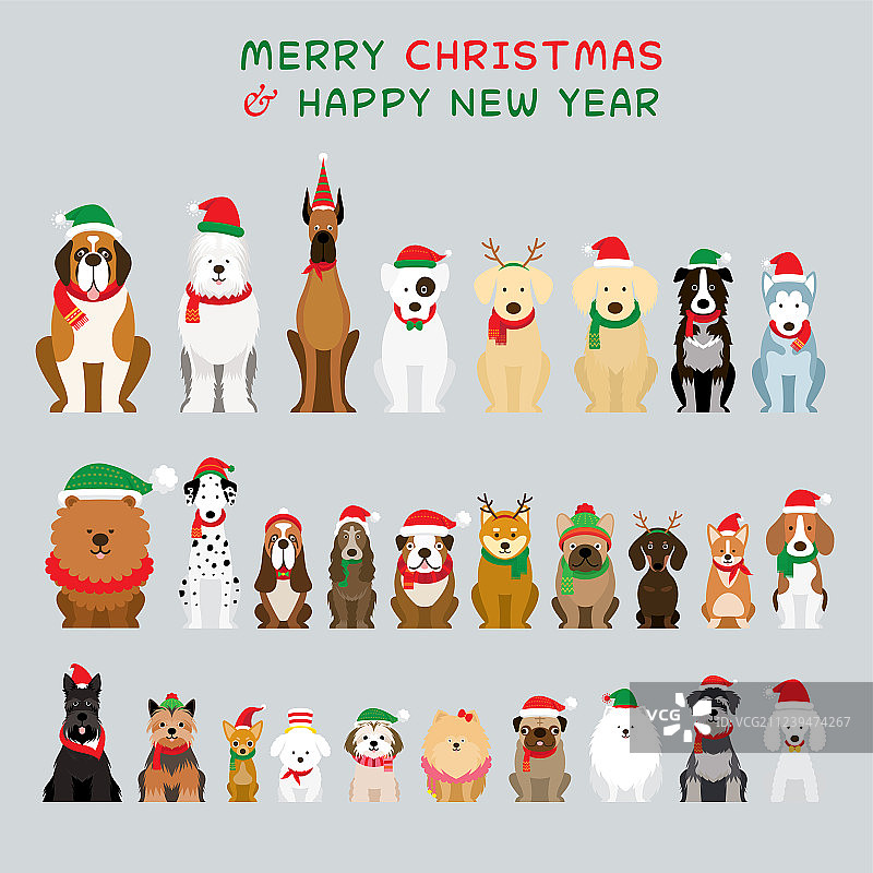 戴圣诞服装的狗狗图片素材