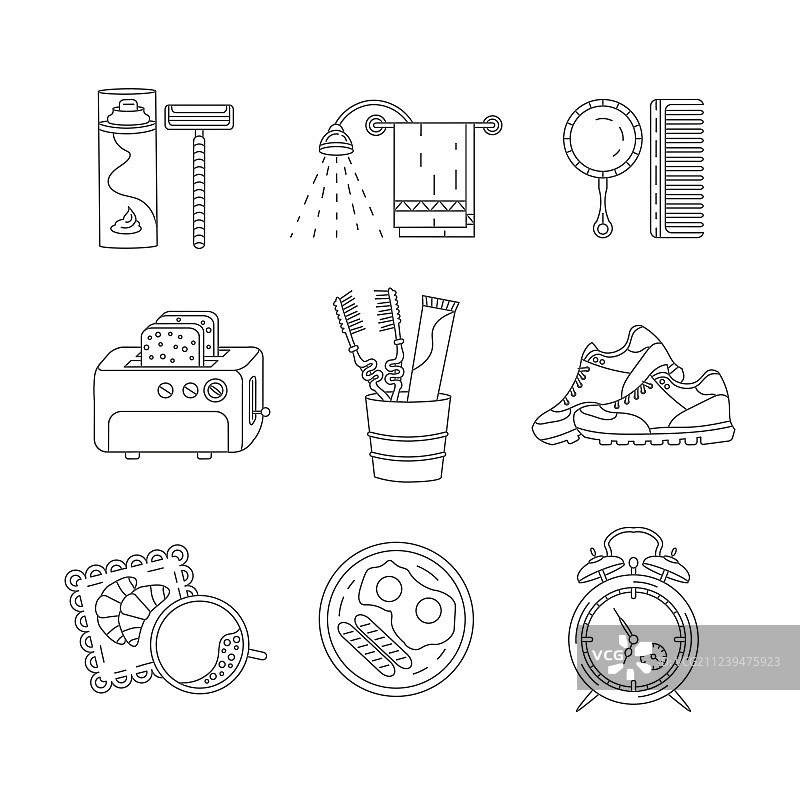 早安细线图标集图片素材