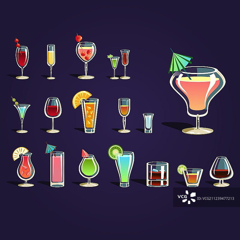 流行的酒精鸡尾酒图片素材