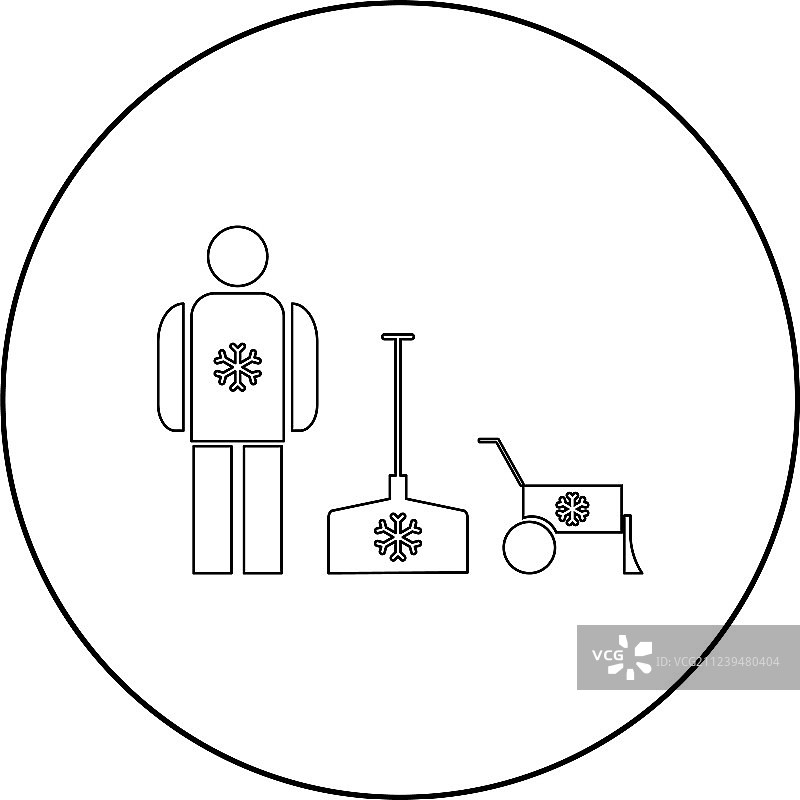 圆形黑色铲雪图标图片素材