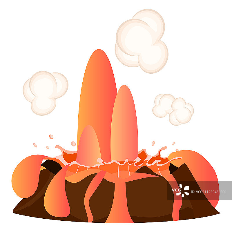 炽热岩浆与白色云雾图片素材