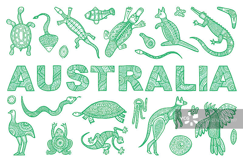 澳大利亚铭文轮廓图片素材