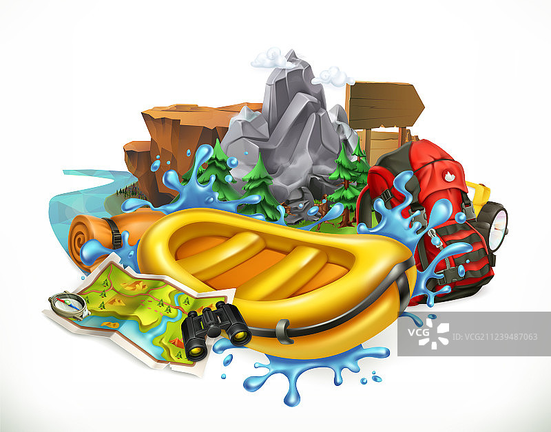 白水漂流露营探险之旅图片素材