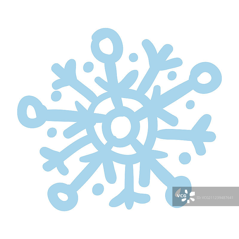 手绘蓝色雪花隔离图标图片素材