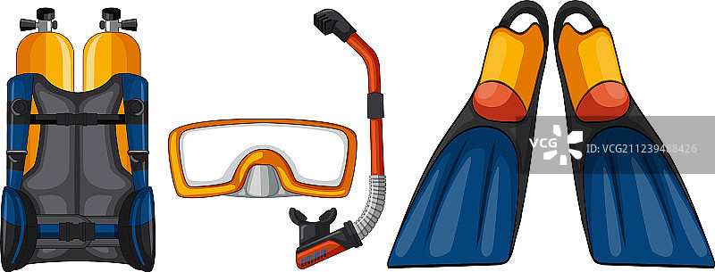 黄色和蓝色水肺潜水设备图片素材
