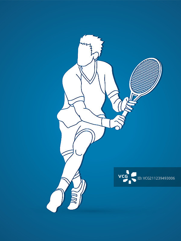 奔跑中的男子网球运动员图片素材