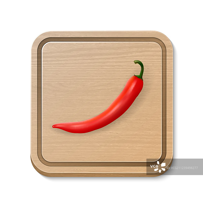 方形上的逼真红色辣椒图标图片素材