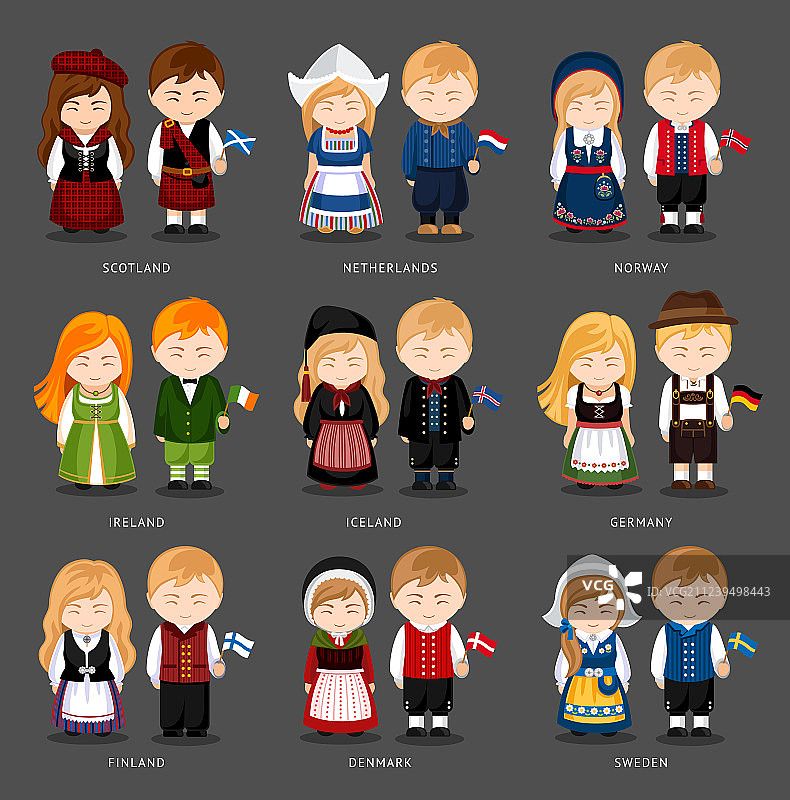 穿着不同服饰的欧洲情侣图片素材