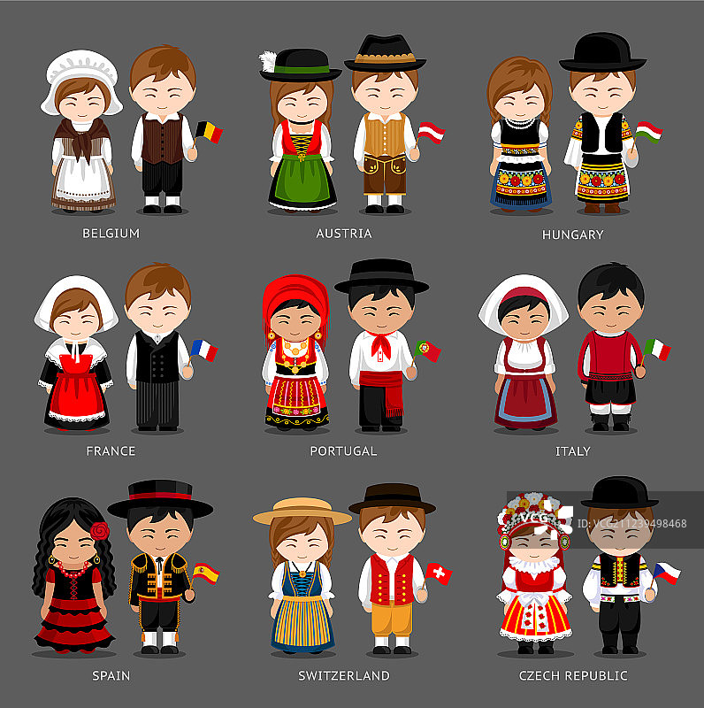 穿着民族服装的欧洲人图片素材