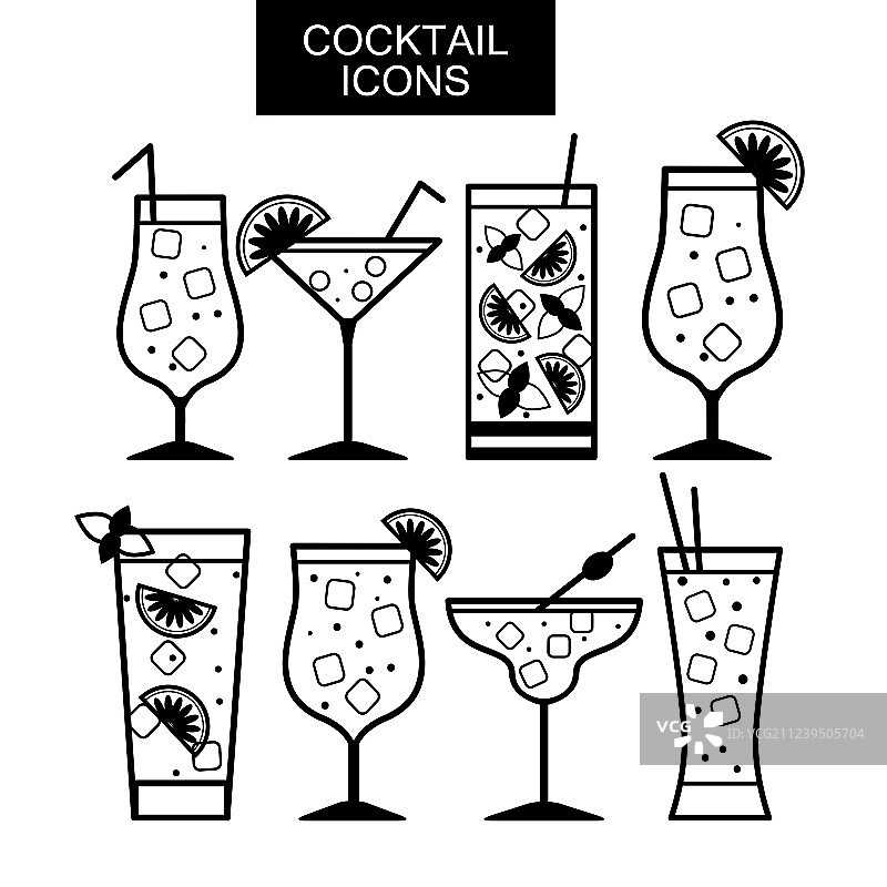 鸡尾酒图标菜单图片素材