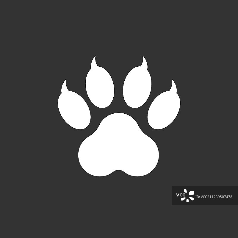 黑色背景上的爪印图标图片素材