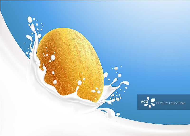 牛奶飞溅和黄色瓜类图片素材