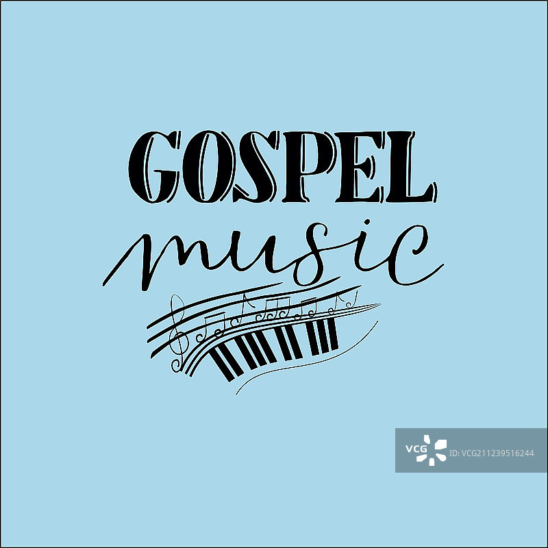 蓝色背景上的手写福音音乐图片素材
