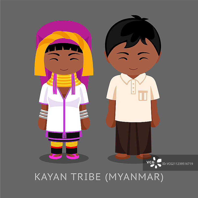 穿着传统服装的卡扬部落图片素材