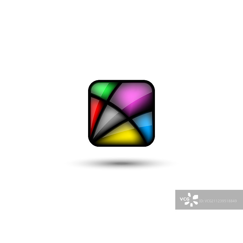 由明亮彩色玻璃组成的方形标志图片素材