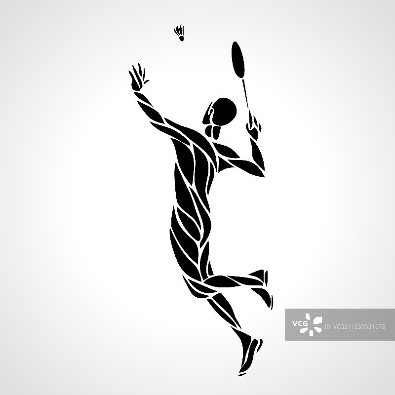 抽象羽毛球运动员创意剪影图片素材