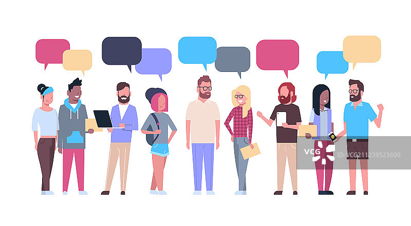 一群带着聊天气泡的潮人图片素材