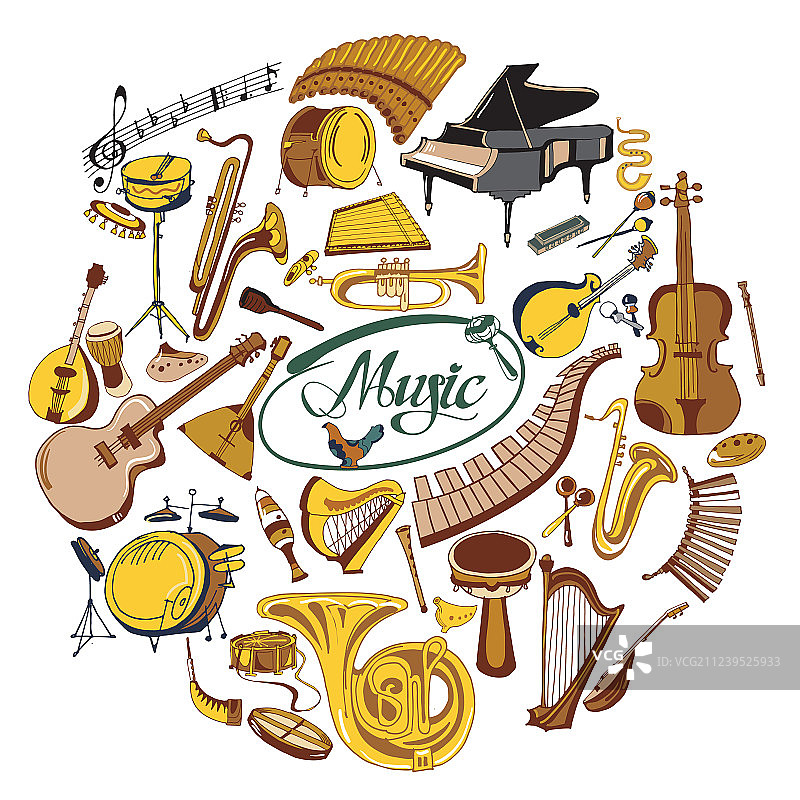 彩色音乐图标圆形概念图片素材