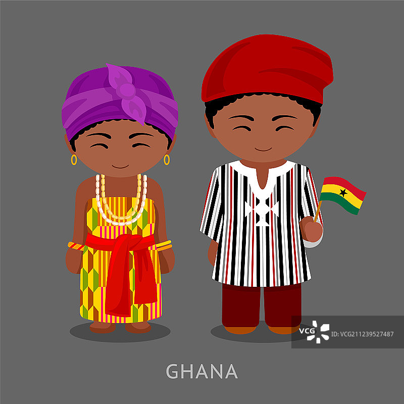 身穿民族服装手持国旗的加纳人图片素材