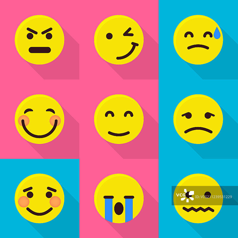 笑脸图标扁平风格图片素材