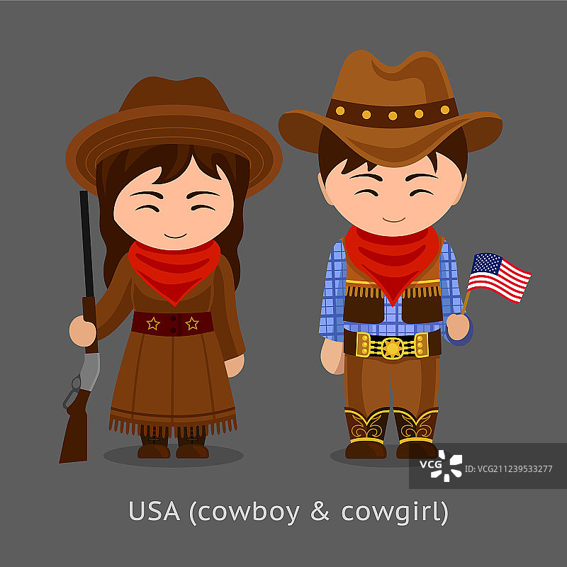 女牛仔和牛仔的西部风情图片素材