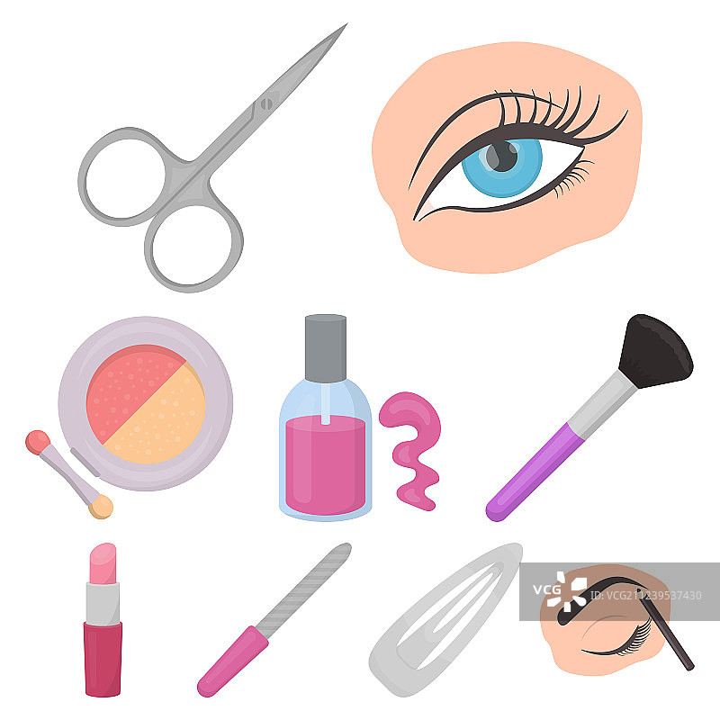 卡通风格化妆品套装图标大合集图片素材