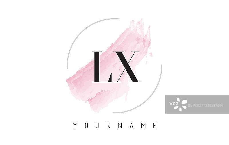 水彩风格LX字母标志设计图片素材
