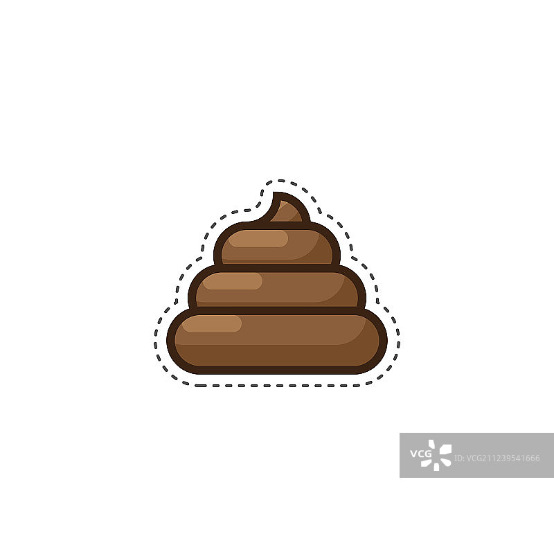 棕色垃圾扁平风贴纸图片素材