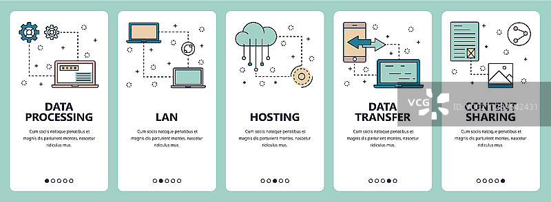 线条艺术网页和移动应用程序模板集图片素材