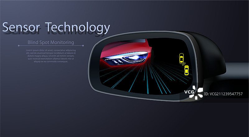 汽车盲点监测区域系统后视镜图片素材