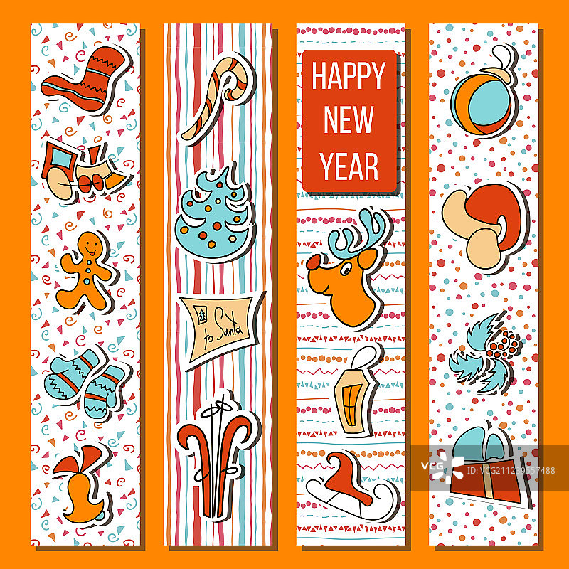 条纹橙色背景新年快乐图片素材