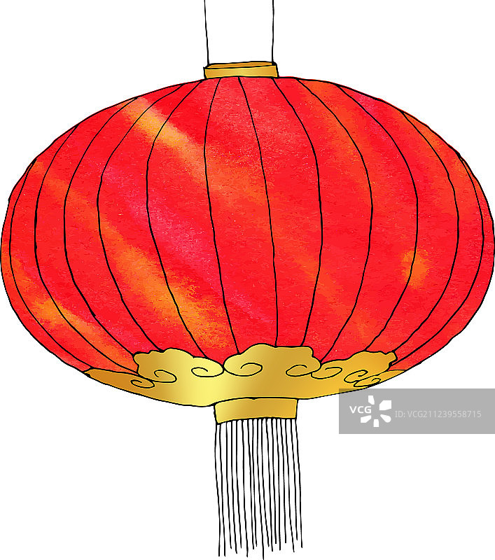 手绘水彩中国风灯笼新年素材图片素材