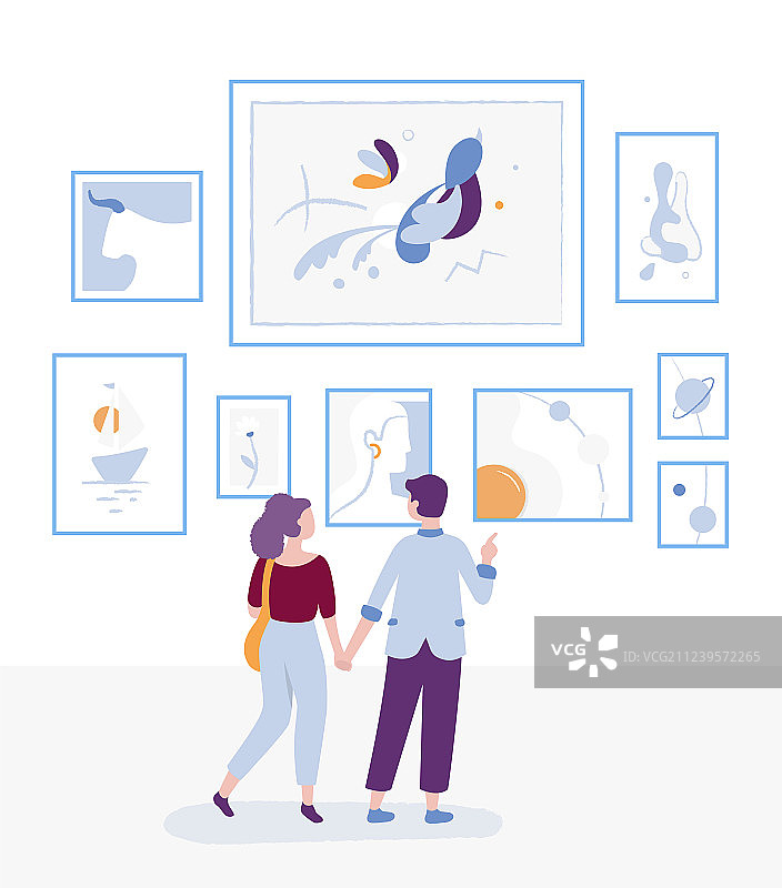 年轻情侣参观美术馆图片素材