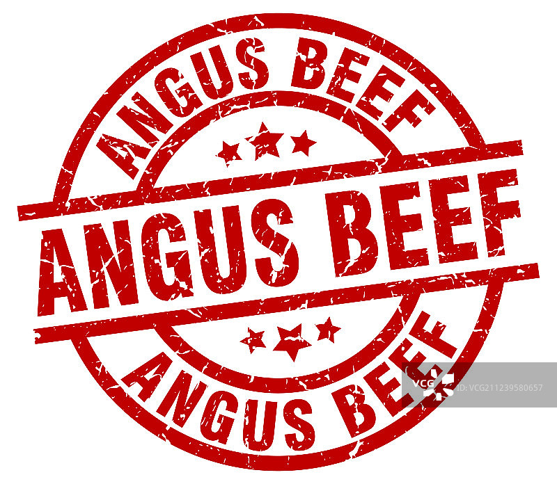 安格斯牛肉圆形红色印章图片素材