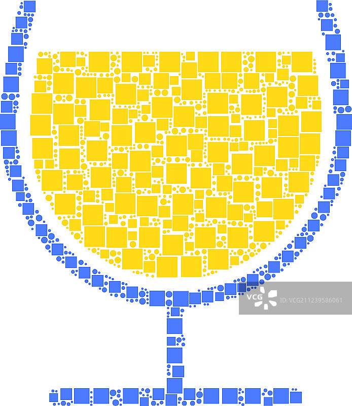 正方形和圆形拼贴葡萄酒杯图片素材