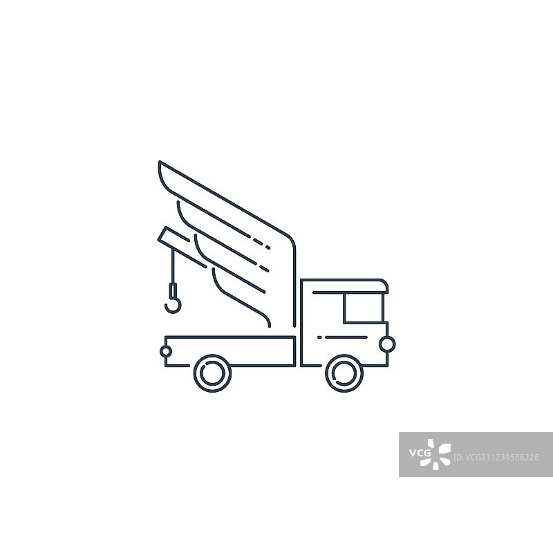 带翅膀线条的抛锚卡车标志概念图片素材