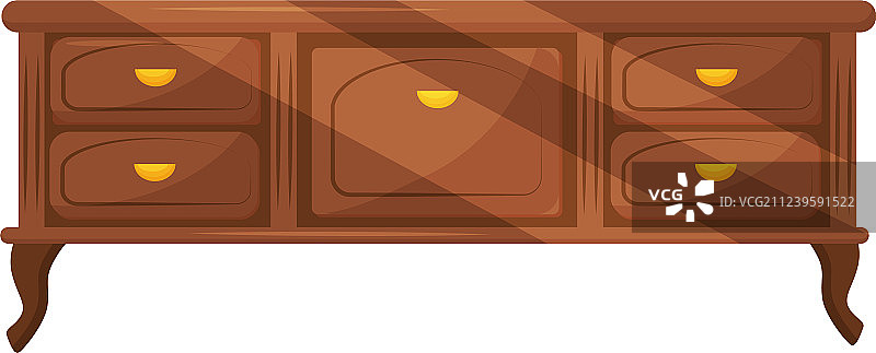 带金色把手的经典抽屉柜图片素材