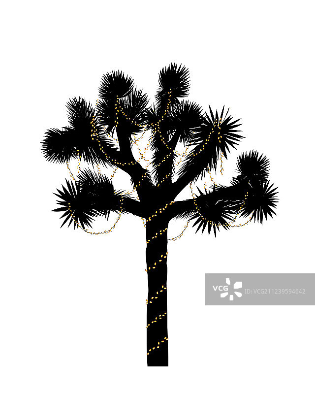 约书亚树轮廓装饰着圣诞节图片素材