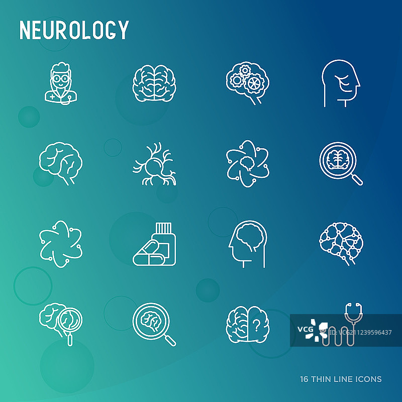神经内科细线图标集图片素材
