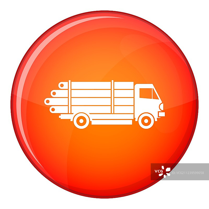 原木卡车与原木堆图标扁平风格图片素材