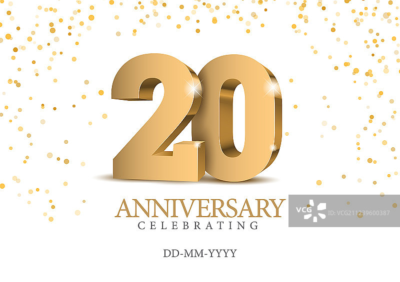周年纪念20金色3D数字图片素材