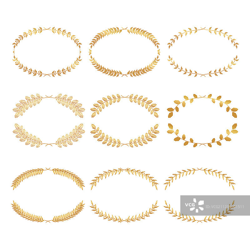 月桂树和花环设计元素图片素材