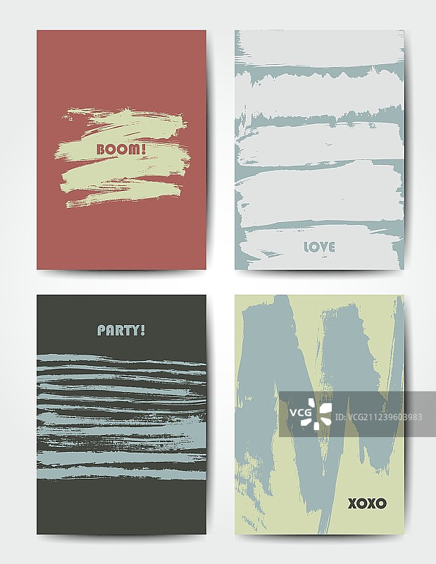 现代Grunge风格笔刷明信片模板图片素材
