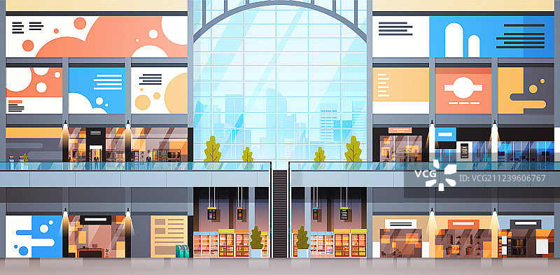 现代购物中心内部精品店图片素材