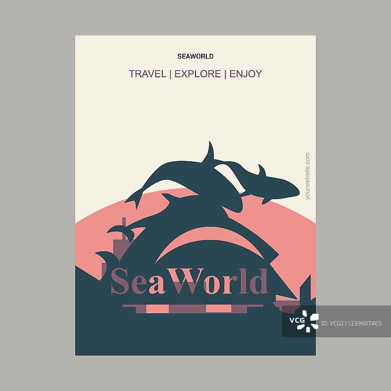 美国加州海洋世界复古风图片素材