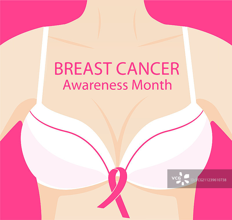 戴着粉色丝带胸罩的女人图片素材