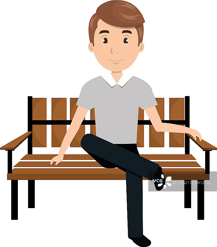 坐在公园椅子上的男人图片素材