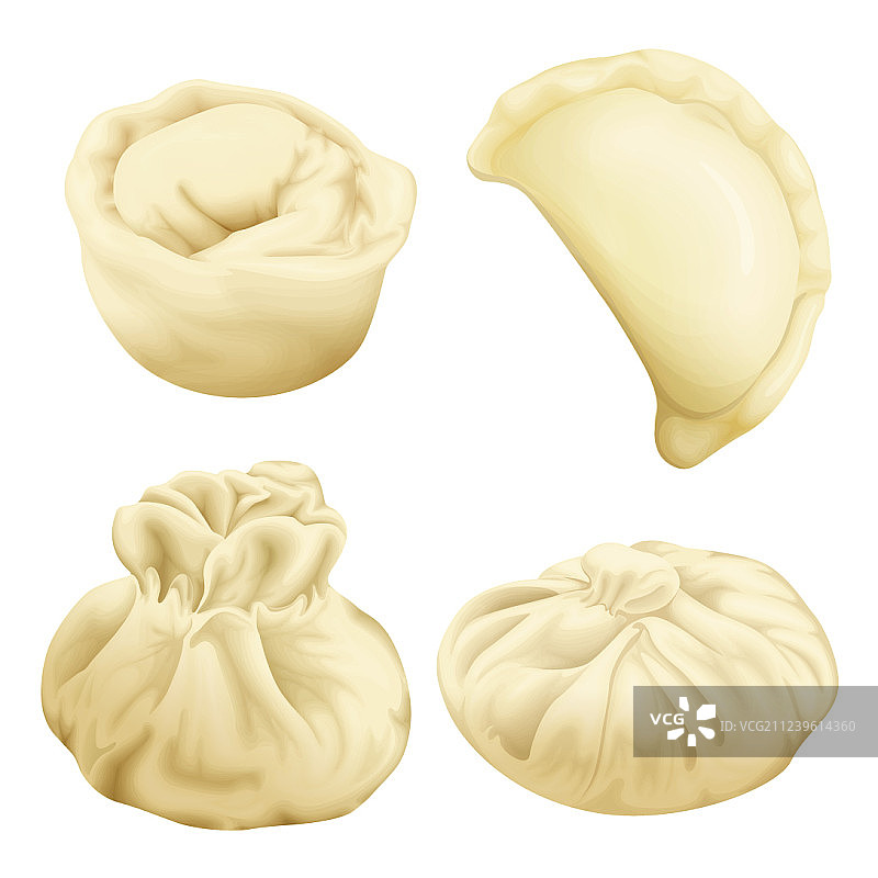 逼真3D饺子包子图片素材